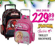 Spiderman/Barbie Trolley Backpacks-Each