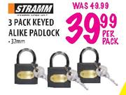 Stramm 3 Pack Keyed Alike Padlock-32mm 