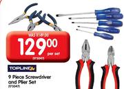 Topline 9 Piece Screwdriver And Plier Set-Per Set