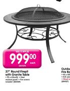 37" Round Firepit With Granite Table-93x63cm