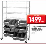 7 Tier Chrome-Plated Steel Bin Rack-Each