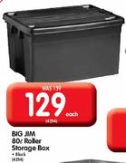 Big Jim 80L Roller Storage Box(Black)-Each