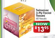 Twinsaver 3-Ply Facial Tissues 60 Tissues