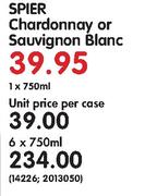 Spier Chardonnay Or Sauvignon Blanc-6X750ml