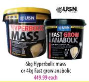 USN Hyperbolic Mass 6Kg or Fast Grow Anabolic 4Kg - Each