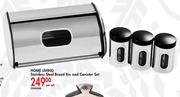 Home Living Stainless Steel Bread Bin And Canister Set-Per Set