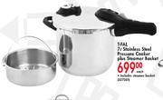 T-Fal Stainless Steel Pressure Cooker-7ltr Plus Steamer Basket Each