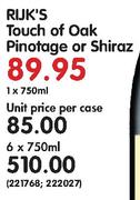 Rijk's Touch Of Oak Pinotage Or Shiraz-6X750ml