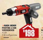 Black & Decker Pivoting Li-on Screwdriver-3.6V