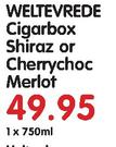 Weltevrede Cigarbox Shiraz Or Cherrychoc Merlot-1X750ml