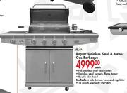 Alva Raptor Stainless Steel 4 Burner Gas Barbeque-Each