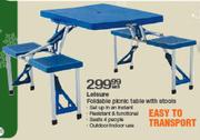 Leisure Foldable Picnic Table With Stools-Each
