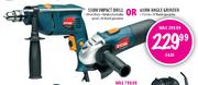 Ryobi Impact Drill-550W Or Angle Grinder-650W Each