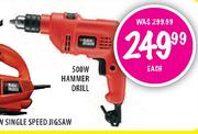 Black & Decker Power Tools Hammer Drill-500W Each