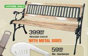 Wooden Bench With Metal Sides-Each