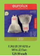 Eurolux 3W GU10 Or MR16 LED Twin-Each