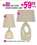 Simple Choice Oval Hole Cream Ceramic Lamp