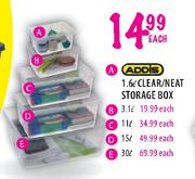 Addis Clear/Neat Storage Box-15Ltr Each
