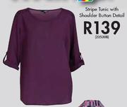 Stripe Tunic With Shoulder Button Detail-225208