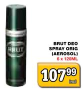 Brut Deo Spray Orig (Aerosol)-6 x 120ml