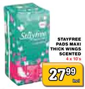 Stayfree Pads Maxi Thick Wings Scented-4x10's