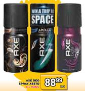 Axe Deo Spray Asstd-6 x 150ml