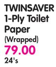 Twinsaver 1-Ply Toilet Rolls(Wrapped)-24's