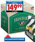 Hunter's Dry Or Gold Bottles-12 x 660ml