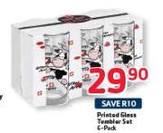 Printed Glass Tumbler Set-6's Pack