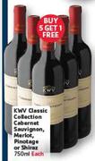 Kwv Classic Collection Cabernet Sauvignon,Merlot,Pinotage Or Shiraz-750ml Each