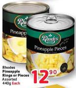 Rhodes Pineapple Rings Or Pieces Assorted-440g Each