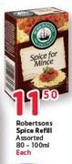 Robertsons Spice Refill Assorted-80-100ml Each