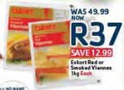 Eskort Red or Smoked Viennas-1kg Each