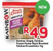 Rainbow Simply Chicken Frozen Home Style Breaded Chicken Drumsticks-1kg