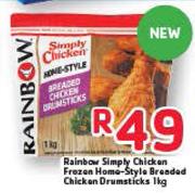 Rainbow Simply Chicken Frozen Home Style Breaded Chicken Drumsticks-1kg