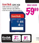 Sandisc SDHC Card 4GB