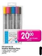 Primaries Fineline Marking Pens-Per 10 Pack