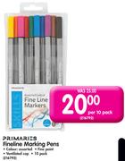 Primaries Fineline Marking Pens-Per 10 Pack