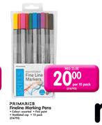 Primaries Fineline Marking Pens Colour Assorted  FinePaint Ventilated Cap-10's Pack