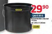 Addis Round Builders Bucket-10Ltr, 295x245Mm