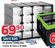 16-Drawer Utility Box, 60x350x470Mm