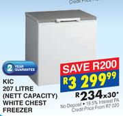 KIC 207 Litre (Nett Capacity) White Chest Freezer