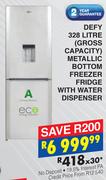 Defy 328 Litre (Gross Capacity) Metallic Bottom Freezer Fridge With Water Dispenser
