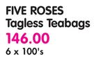 Five Roses Tagless Teabags-6x100's + Free2's Pack