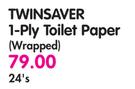 Twinsaver 1-Ply Toilet Paper(Wrapped)-24's