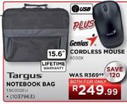 Targus Notebook Bag + Genius Cordless Mouse