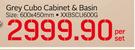 Grey Cubo Cabinet & Basin XXBSCU600G-600x450mm-Per Set