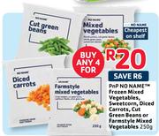 PnPNoNameFrozenMixed,Sweetcorn,DicedCarrots,Cut GreenBeans Or Farmstyle Mixed Vegetables-4x250G