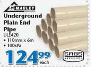 Marley Underground Plain End Pipe 100kPa 110mmx 6m ULE420-Each