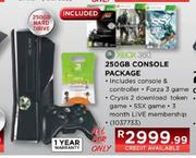 XBox 360 250GB Console Package + Controller + Forza 3 Game + Crysis 2 Download Token Game + 55X Game